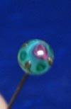Glass Top Hat Pin with pink rose, Murano
