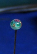 Glass Top Hat Pin with pink rose, Murano