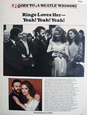 Ringo Starrs Wedding Article with Pictures 1981