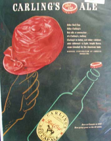 Carlings Silky Red Cap Ale Ad 1947