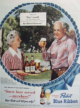 Pabst Beer And Hap Arnold And Wife Ad 1948