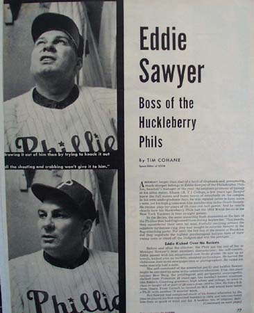 Eddie Sawyer Philadelphia Phillies Article 1951