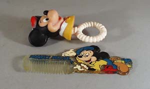 Mickey Mouse comb and teething ring