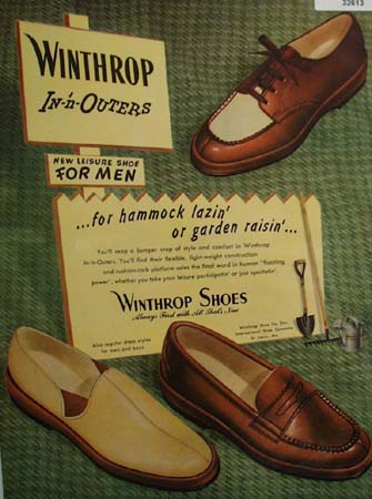Winthrop Shoes New Leisure Shoe For Men 1947 Ad