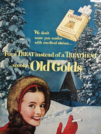 Old Gold Cigarette Snow Scene 1951 Ad