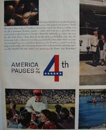 Coca Cola America Pauses for The 4th 1959 Ad