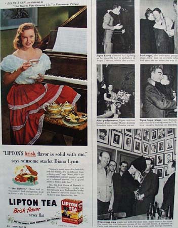 Lipton Tea Diana Lynn 1944 Ad