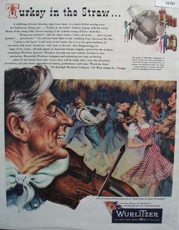 Wurlitzer Instruments Barn Dance 1945 Ad