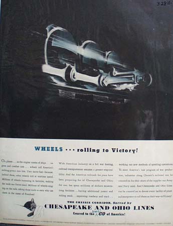 Chesapeake and Ohio Lines Wheels Rolling 1942 Ad