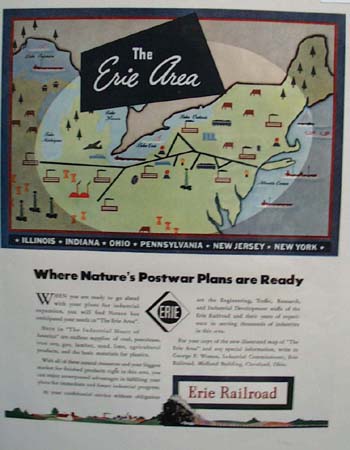 Erie Railroad The Erie Area 1944 Ad