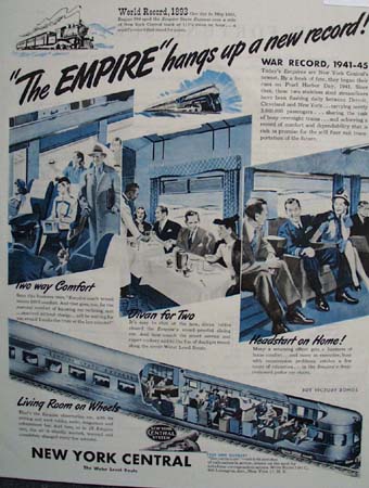 New York Central Railroad World Record 1945 Ad