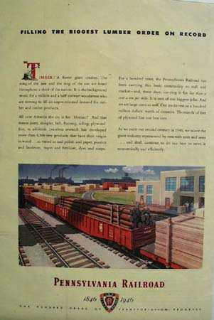 Pennsylvania Railroad Big Lumber Order 1946 Ad