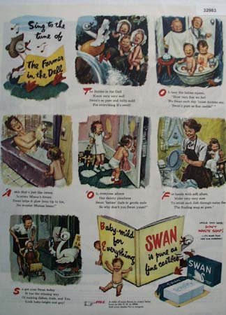 Swan Soap Farmer in the Dell 1945 Ad