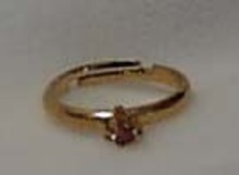 Gold Tone Pink Crystal Birthstone Childs Ring