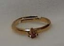 Gold Tone Pink Crystal Birthstone Childs Ring