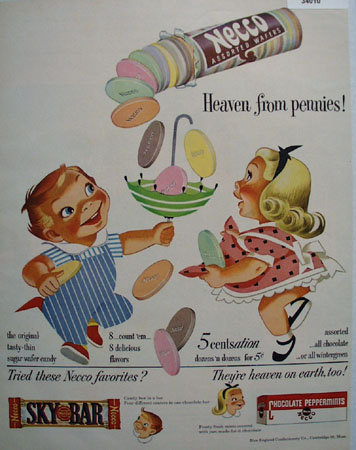 Necco Sugar Wafer Candy 1950 Ad