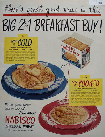 Nabisco Shredded Wheat Cold Cooked 1949 Ad