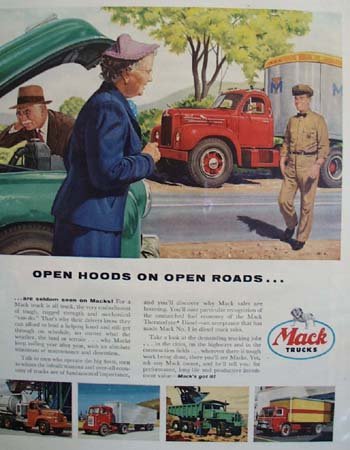 Mack trucks Open Hoods 1955 Ad