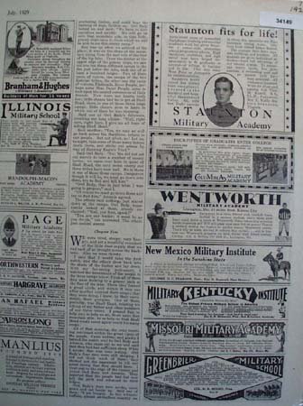 Military Academy 1929 Ads