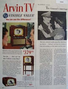 Arvin TV Visible Value 1950 Ad