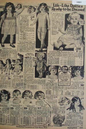 Montgomery Ward Dollies Ready to be Dressed 1925 Ad