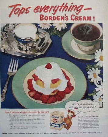 Bordens Cream Tops Everything 1951 Ad