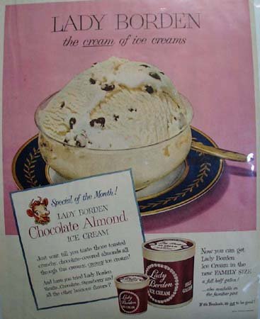 Lady Borden Chocolate Almond Ice Cream 1951 Ad
