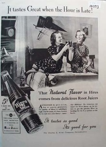 Hires Root Beer Tastes Great Hour is Late Ad 1937