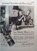 Hires Root Beer Tastes Great Hour is Late Ad 1937