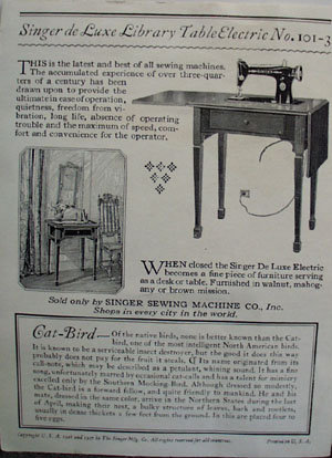 Victorian Trade card of a Cat-Bird and Egg for Singer Sewing Machines