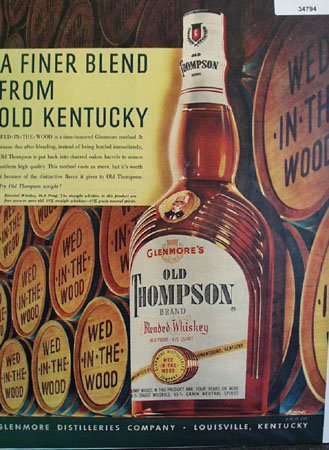 Glenmore Old Thompson Whiskey 1950 Ad