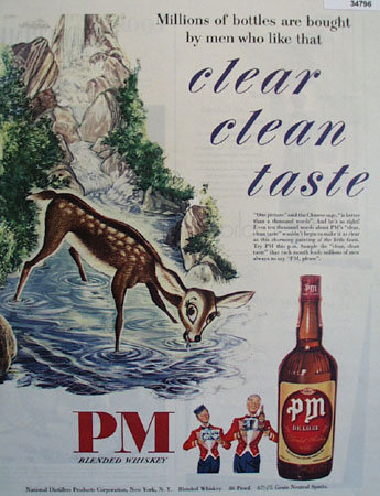 P M Blended Whiskey Deer Fawn 1948 Ad