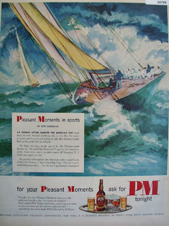 P M Whiskey Pleasant Moments in Sports 1951 Ad