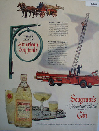 Seagrams Ancient Bottle Gin 1950 Ad