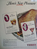 Three Feathers Three Drinks Recipes 1948 Ad