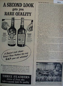 Three Feathers Blended Whiskey 1949 Ad