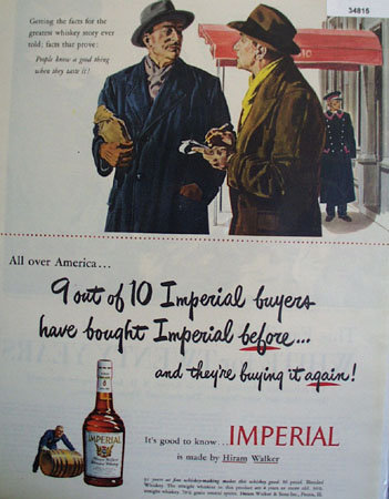 Hiram Walker Imperial Whiskey 1949 Ad