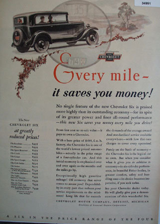Chevrolet Motor Co. 1930 Ad.