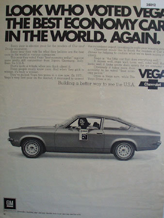 Chevrolet Vega Best Economy Car 1972 Ad
