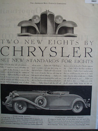 Chrysler New Eights 1930 Ad.