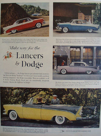 Dodge Lancers Cars 1956 Ad
