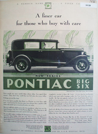 Pontiac Big Six 1930 Ad.