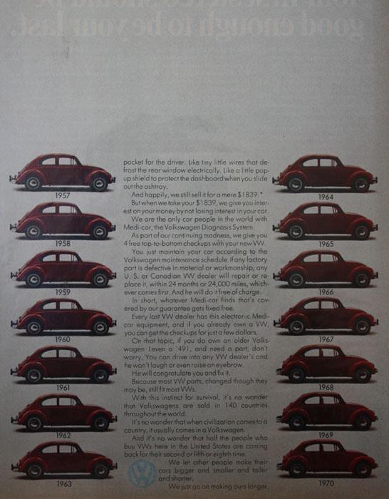 Volkswagen Bugs 1970 Ad