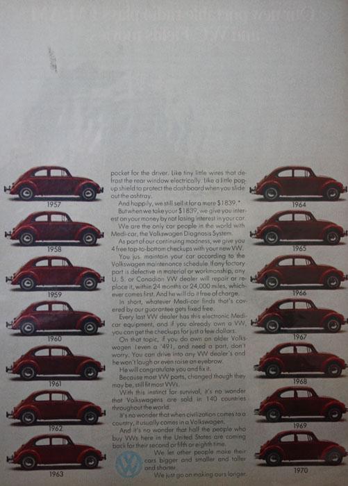 Volkswagen Bugs 1970 Ad