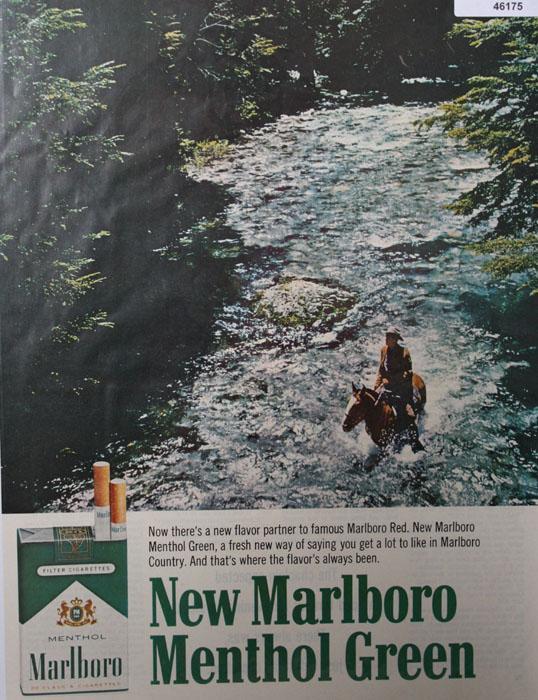 Marlboro Menthol Green 1966 Cigarette Ad.