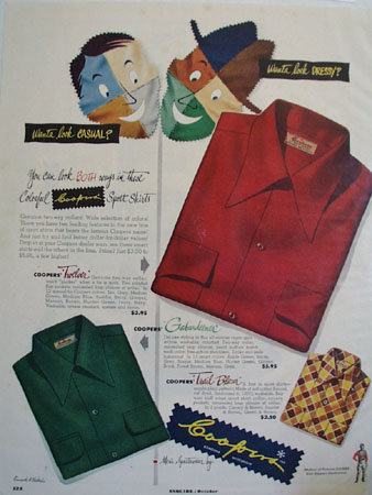 Coopers Mens Shirts Casual Dressy Ad 1949