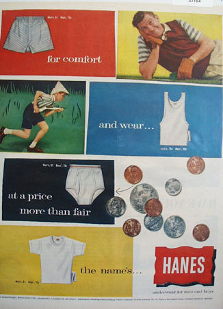Hanes At A Fair Price Ad 1958