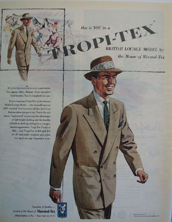 Worsted Tex British Lounge Model Ad 1951