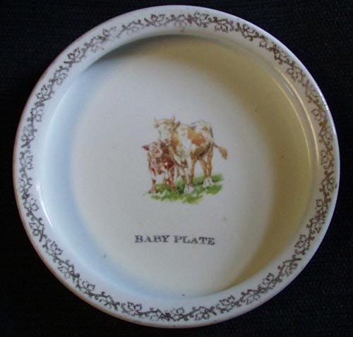 Holstein cow and calf, baby Plate
