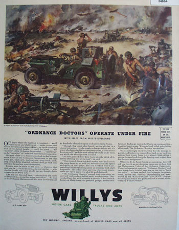 Willys Motor Cars Trucks and Jeeps 1940s Ad